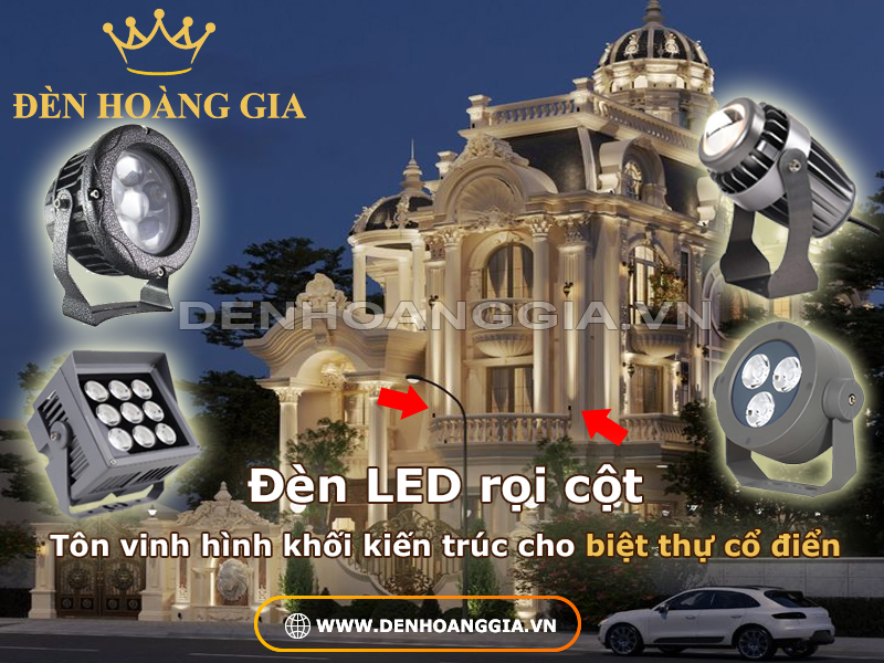 Đèn led rọi cột giúp tôn vinh hình khối kiến trúc