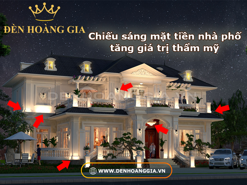Chiếu sáng mặt tiền nhà phố giúp tăng giá trị thẩm mỹ