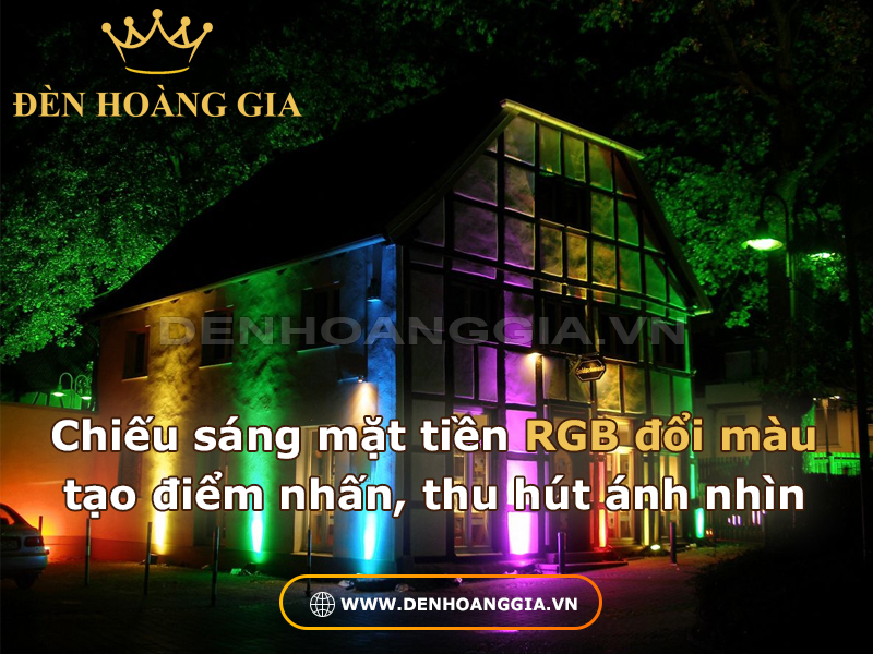 Chiếu sáng mặt tiền RGB đổi màu tạo điểm nhấn cao, tăng sự thu hút