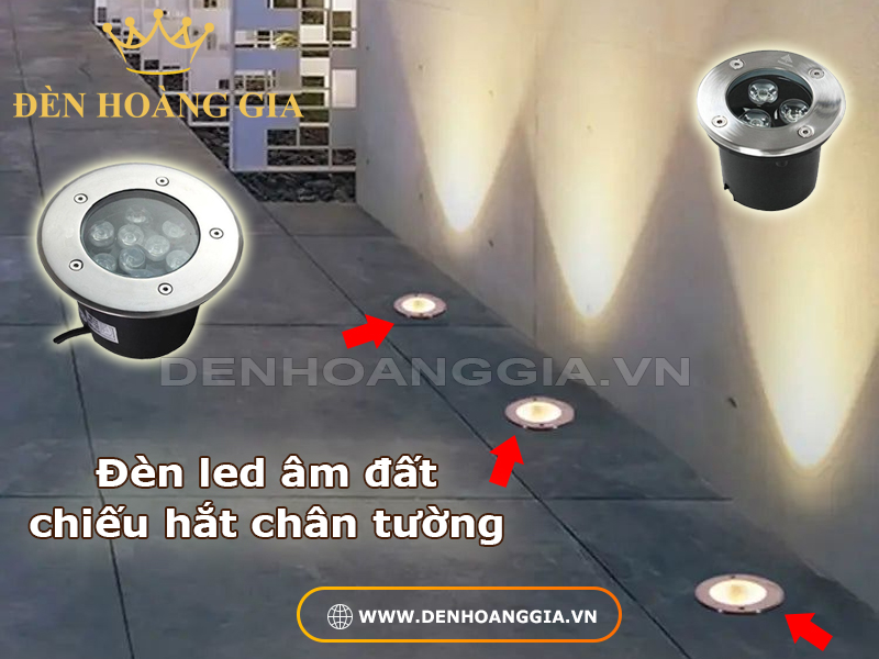 Đèn led âm đất tròn chiếu hắt chân tường