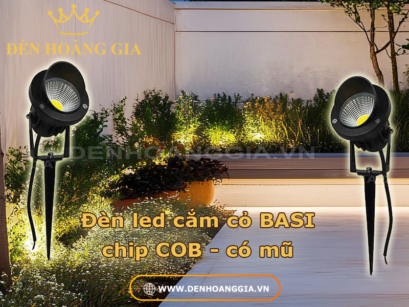 Đèn led cắm cỏ BASI chip COB có mũ