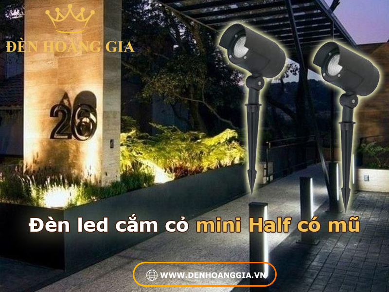 Đèn led cắm cỏ mini Half có mũ