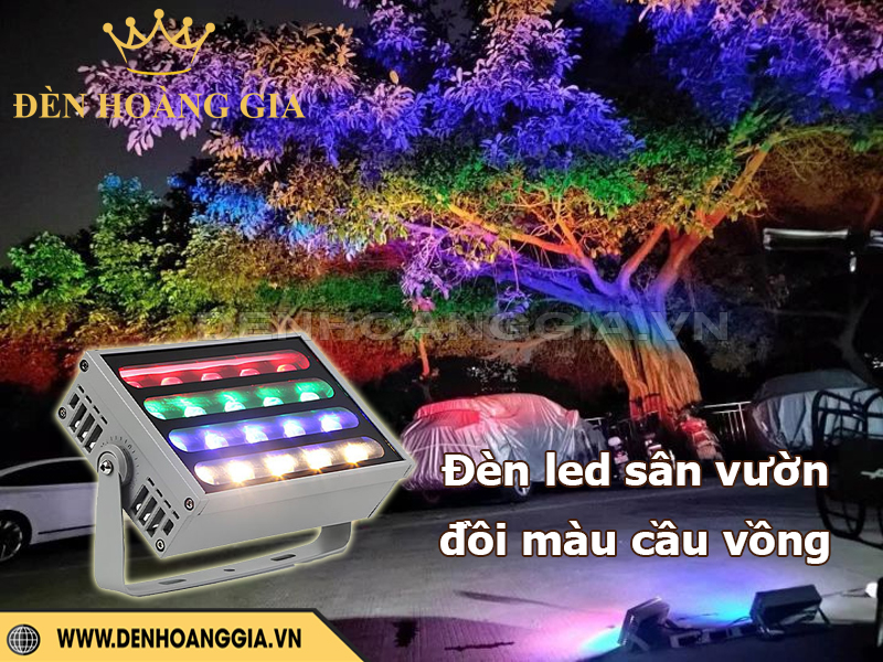 Đèn led sân vườn đổi màu cầu vồng