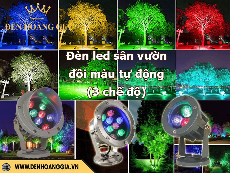 Đèn led sân vườn đổi màu tự động