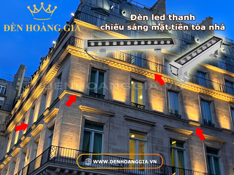 Đèn led thanh ngoài trời chiếu sáng mặt tiền tòa nhà