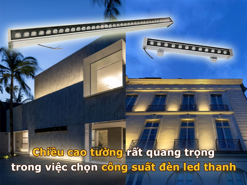 Chiếu cao tường rất quan trọng trong việc chọn công suất đèn led thanh
