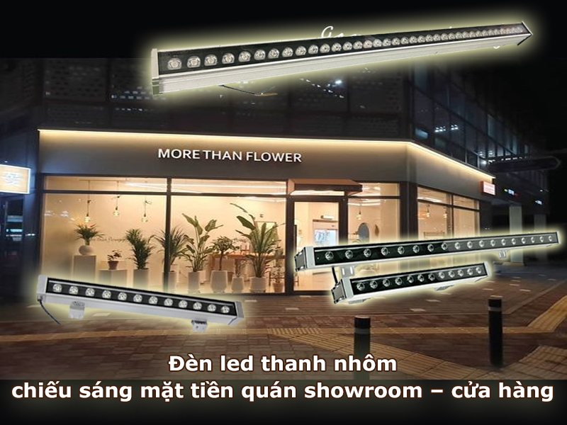 đèn LED thanh nhôm trong chiếu sáng mặt tiền showroom – cửa hàng