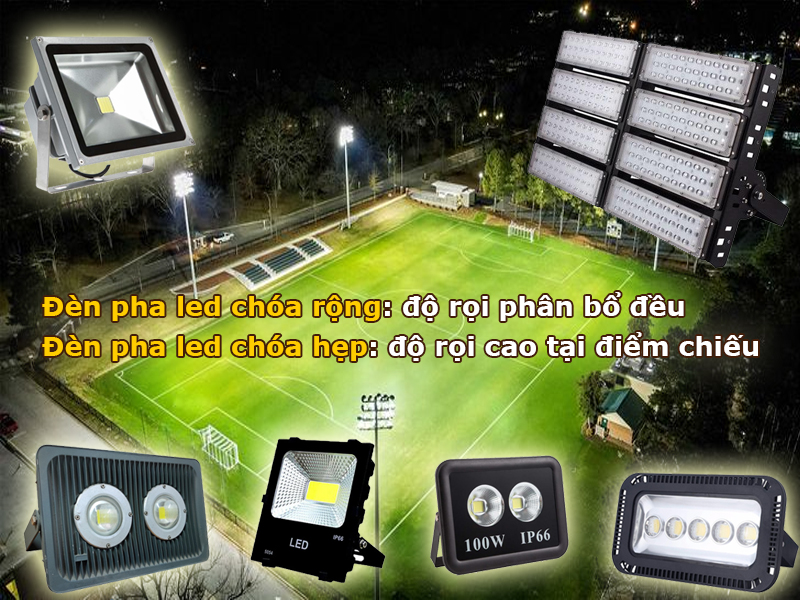 Chóa đèn quyết định độ rọi của đèn trên sân