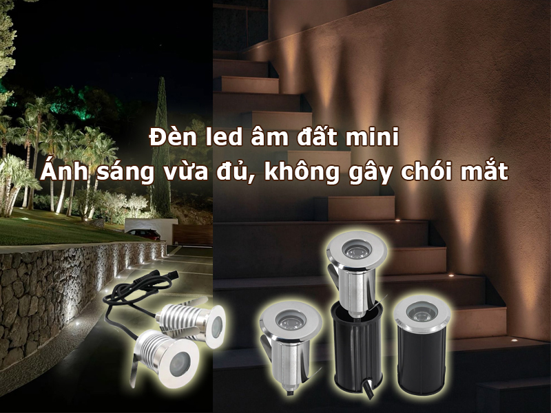 Đèn led âm đất mini ánh sáng nhỏ, vùa đủ dẫn hướng lối đi