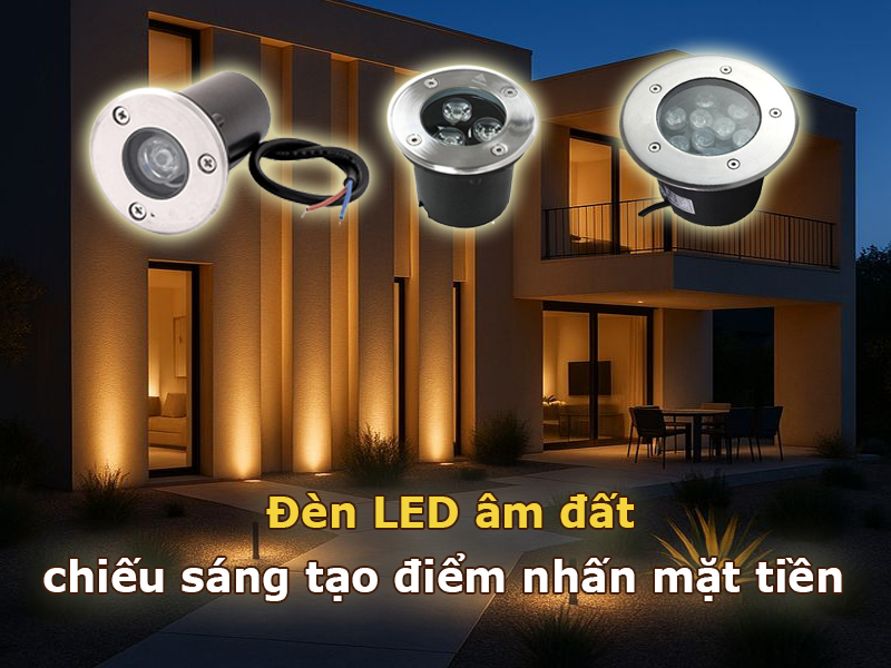 Ứng dụng đèn led âm đất nhấn mặt tiền nhà phố – biệt thự