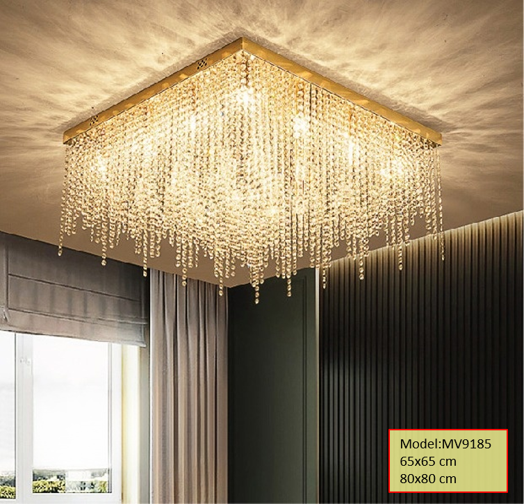 Đèn mâm pha lê vàng MV9185