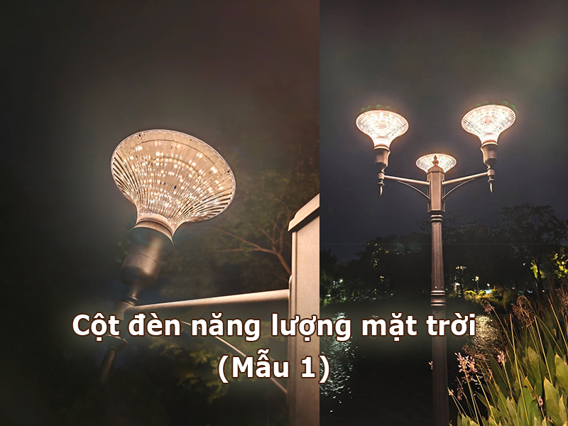 Cột đèn sân vườn NLMT mẫu 1 (3 bóng)