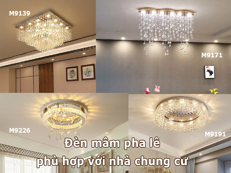 Đèn mâm pha lê phù hợp với nhà chung cư