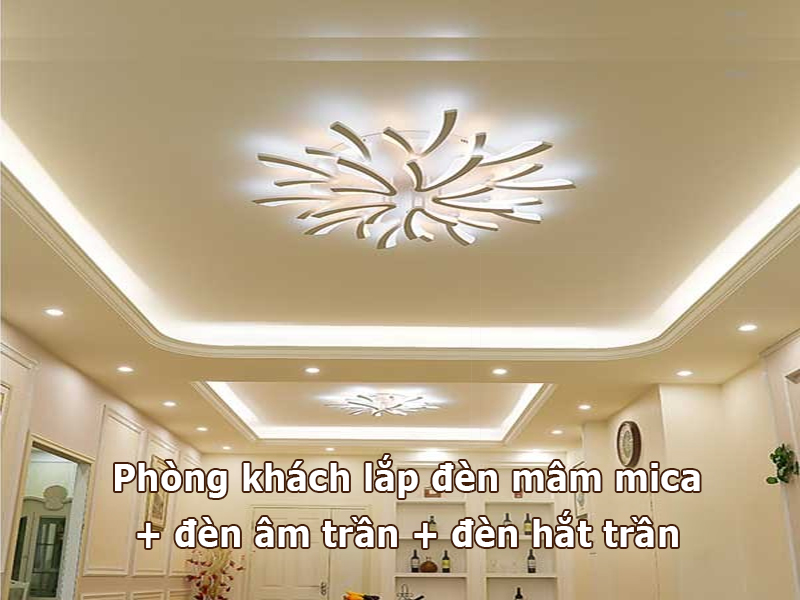 Cách kết hợp đèn mâm mica phòng khách đẹp
