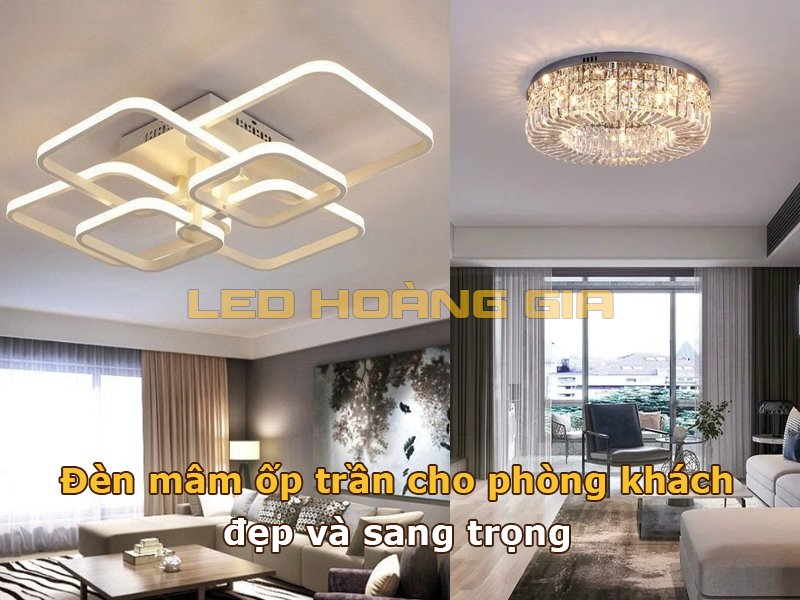 10+ mẫu đèn mâm ốp trần cho phòng khách đẹp và sang trọng