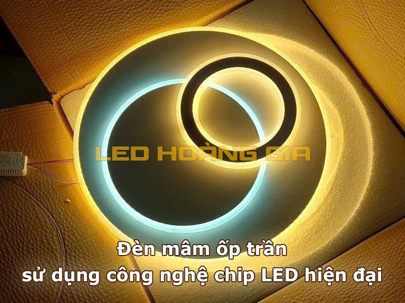 Đèn mâm ốp trần sử dụng bóng LED hiện đại