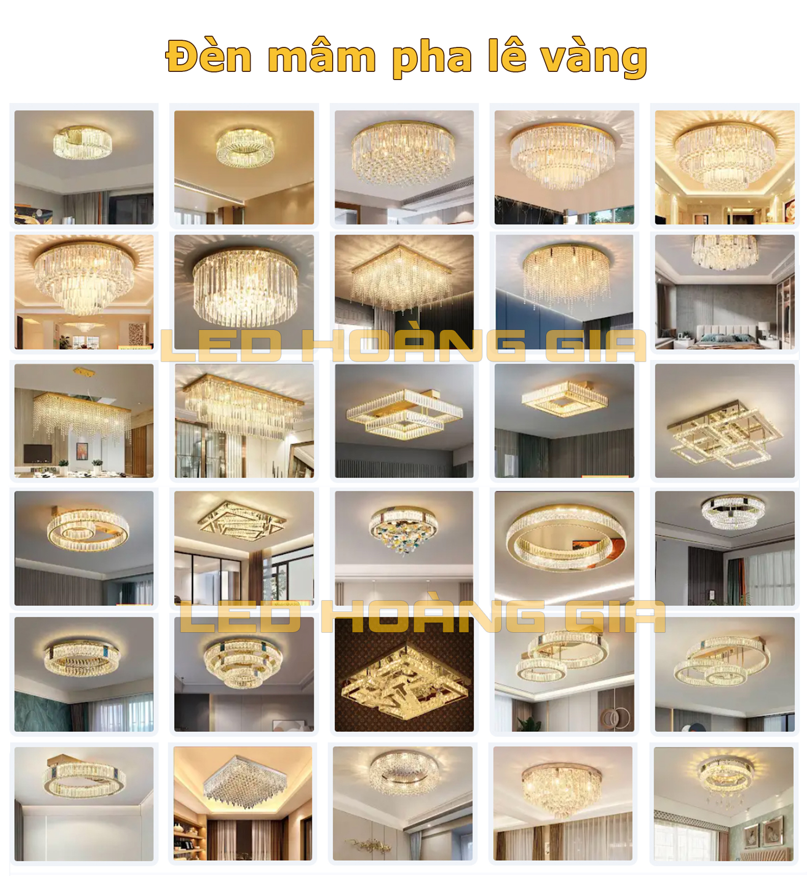 Bộ sưu tập đèn mâm pha lê vàng